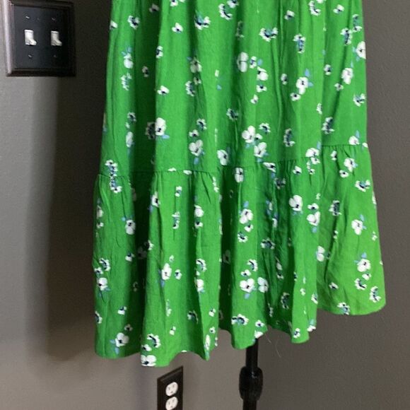 NWT Code x Mode Green Mini Floral Dress Short Sleeve Tiered - Picture 3 of 13